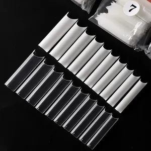 Acrylic French Half Cover 500pcs Xxl C Curve Nail Tips Straight Clear Tip Nail Long Tapered Square Nail Tips Clear