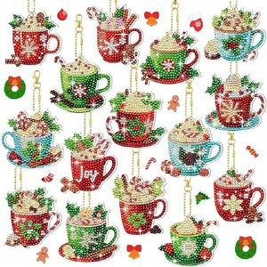 Kit de broderie diamantée DIY Songwoo en gros, motif écossais de Noël, pour porte-clés et ornements - Product Image 3