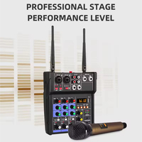 Console de mixage audio stéréo professionnelle Voxfull G4-M1-1 à 4 canaux avec 2 microphones sans fil, entrées XLR, emballage en boîte cadeau