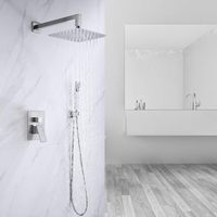Mitigeur de douche mural en acier inoxydable nickel brossé avec inverseur, pour eau chaude et froide, ensemble de douche encastré effet pluie