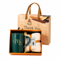 Coffrets cadeaux de tasses et serviettes de luxe personnalisés avec logo personnalisé, coffret cadeau promotionnel pour la remise des diplômes, Noël et Thanksgiving