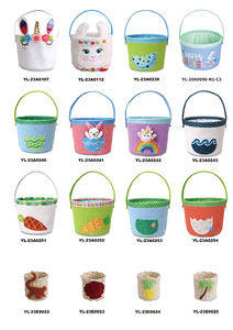 Nouveau design rotin osier jonc de mer coton corde seersucker à volants <span class=keywords><strong>toile</strong></span> tissé coton tissu feutre garçons filles joyeuses pâques panier - Product Image 4