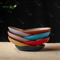 Ensemble d'assiettes en bambou faites à la main au Vietnam, couleur personnalisée, écologiques, biodégradables, classiques, durables, non toxiques, pour les fêtes