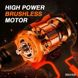 Perceuse à percussion multifonctionnelle 21V à <span class=keywords><strong>batterie</strong></span> lithium, double vitesse, perceuse électrique manuelle, <span class=keywords><strong>outil</strong></span> combiné électrique, perceuse à moteur sans balais - Product Image 6