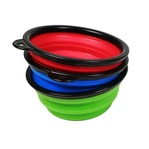 New Design 2 In 1 Collapsible Silicone Dog Bowl Personalized Pet Silicone Bowl For Travel