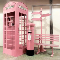 Cabine téléphonique blanche Zhengya Crafts pour mariage, hôtel, centre commercial, décoration artisanale en fer, cabine téléphonique blanche