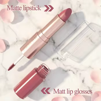 Crayon contour des lèvres 2-en-1 marron rose nude miroir liquide, dégradé effilé, waterproof, mat, sexy