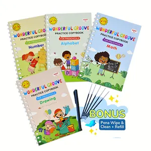 Kids English Wipe And Clean Writing Groove Magic CopyBooks Magical Reusable Tracing Book Set