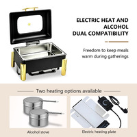 YITIAN Schwarzer Edelstahl Chafing Dish Weißer Buffet-Server Heizung mit Alkoholbrenner Elektrische Heizung Speisenwärmer für Catering und Partys