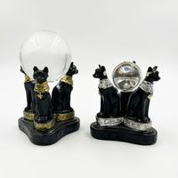 Présentoir de base en boule de cristal créatif peint ornements de chat égyptien artisanat en résine décoration de la maison