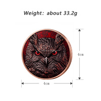 Pièce commémorative personnalisée en cuivre pur 999 de 1 OZ, motif hibou coloré en relief 3D, pièce de monnaie en cuivre de 1 oz, cadeau OEM ODM