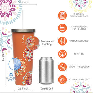 แก้วน้ำเก็บอุณหภูมิสแตนเลสพร้อมหลอดเก็บความร้อนทนทานสำหรับการเดินทาง - Product Image 2