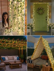 IP44 étanche extérieur <span class=keywords><strong>guirlande</strong></span> chaud blanc vert feuilles vigne chaîne lumière cuivre Flexible fleur décorations de noël intérieur - Product Image 6
