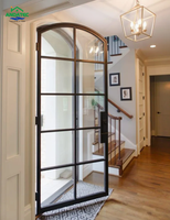 Porte en verre de style français en fer forgé avec isolation acoustique en verre trempé pour cuisine, hall, intérieur, extérieur, portes battantes