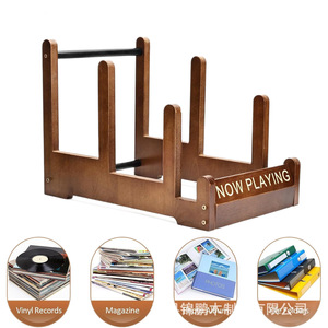 Wooden <b>Record</b> Rack 3 Tier Desktop Organizer Now Playing Display <b>Stand</b> For CD Storage - Product Image 5