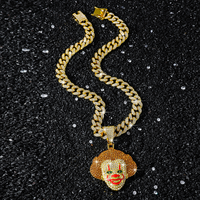 Chaîne cubaine en alliage de zinc avec pendentif clown collier joker charme collier hiphop rappeur bijoux