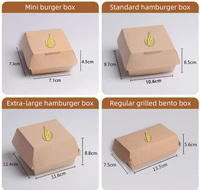Boîte à hamburger en papier kraft personnalisée avec couvercle, emballage en carton ondulé résistant à la graisse de qualité alimentaire pour les restaurants à emporter