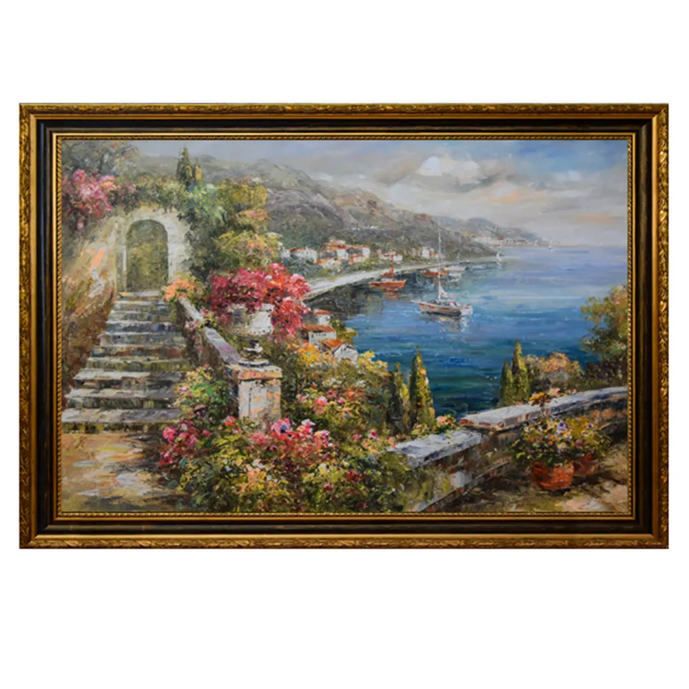 Wholesale Framed Impressionist Handmade Mediterranean Landscape Picture Wall Art Oil Painting