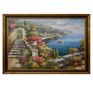 Groothandel Omlijst Impressionistische Handgemaakte Mediterrane Landschap Picture Wall Art Olieverf