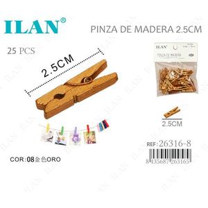 Ilan Mollette in Legno da 2,5 cm, Confezione da 25 per Fermagli da Abbigliamento - Product Image 1