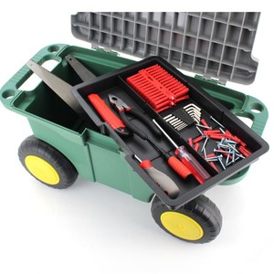Carrello Portautensili in Plastica PP con Sedile e Contenitore, Cassetta <span class=keywords><strong>Porta</strong></span> <span class=keywords><strong>Attrezzi</strong></span> da Giardino - Product Image 4