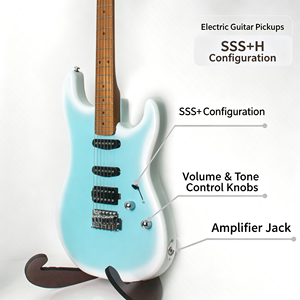 Guitarra Eléctrica ST de 39 Pulgadas con Pastillas HSS, Instrumento de Madera Sólida para Rock, Guitarra Eléctrica de Nivel Inicial para Principiantes - Product Image 2