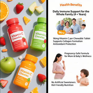 Tabletas masticables de vitamina C OEM, fábrica al por mayor, suplemento nutricional de vitamina C, suplemento para el cuidado de la salud, sabor natural - Product Image 3