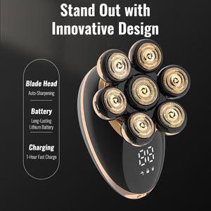 Gouden multifunctionele oplaadbare scheerapparaat met 7 mesjes, waterdicht scheerapparaat, baard- en neushaartrimmer voor heren, elektrisch scheerapparaat - Product Image 3