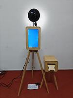 Photobooth en bois de chêne pour iPad 12,9 pouces avec support d'imprimante, coque de photobooth vintage DSLR pour fêtes et événements avec flight case