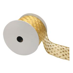 ริบบิ้นตกแต่งลายจุดวิบวับสำหรับเทศกาลคริสต์มาส ขนาด 2.5x5 นิ้ว ผลิตจากโพลีเอสเตอร์ 100% ประดับด้วยเลื่อม สวยงาม เหมาะสำหรับตกแต่งงานเฉลิมฉลอง - Product Image 4