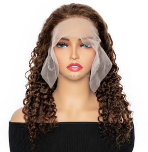 ช็อคโกแลตสีน้ําตาล 13x6 Hd Deep WaveFrontalวิกผมPre Pluckedสีน้ําตาลสีลึกหยิกวิกผมมนุษย์ - Product Image 1