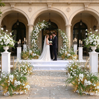 Arrangement floral et végétal pour mariage automne 2027, décoration d'allée de mariage marron et blanc, décoration d'entrée de mariage