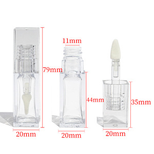 Petg rõ ràng Lip Stick bán buôn rỗng vuông Lip Gloss ống 6ml với bàn chải lớn Cây Đũa phép nhựa Lipgloss chai mỹ phẩm bao bì - Product Image 4
