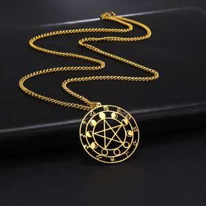 マイシェイプ ムーンフェイズ ペンタグラムペンダント ウィッカン ペイガン マジック アミュレット ステンレススチールチャーム ジュエリー製作用 - Product Image 4