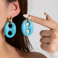 HB583 Nouvelles boucles d'oreilles surdimensionnées en résine au design original, clous d'oreilles en acier inoxydable, fermoirs luxueux, boucles d'oreilles tendance et élégantes pour femmes