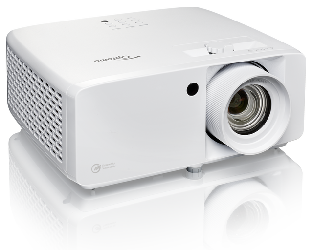 Optoma UHZ66 4K Laser Projector Boasts 4000 Lumens Brightness and Supports 3D Home Theater and DLP Technology for Office Use.
