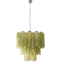 Grande suspension de lustre en tube de verre de Murano à trois niveaux