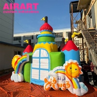 Entrada Mágica para Eventos Infantiles, Arco de Castillo Inflable Personalizado con Diseño de Arcoíris, Túnel Inflable de Castillo