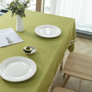 High Quality Tassel <b>Tablecloth</b> Nonwoven Modern Waterproof Floral Printed Square Faux Linen Texture Wrinkle-Free Home <b>Party</b> - Product Image 3