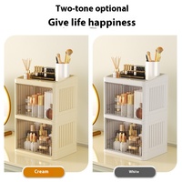 Boîte de rangement moderne blanche à double porte, couvercle plat, support pliable multicouche, papeterie, soins de la peau, plastique, ménage, rectangle, nourriture