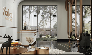 โต๊ะต้อนรับแบบสั่งทำสำหรับร้านตัดผมร้านทำผมไฟ LED สำหรับทั้งร้าน - Product Image 4