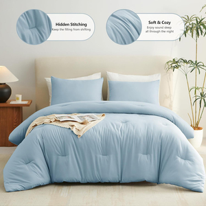 Ensemble de literie matelassé respirant en 3 pièces, ensemble de lit luxueux léger et doux avec couette et 2 taies <span class=keywords><strong>d</strong></span>'oreiller - Product Image 3