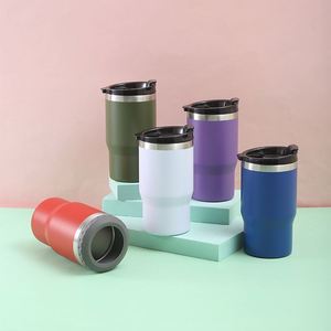 Bouteille isotherme cylindrique en acier inoxydable de 14 oz pour bière, double paroi sous vide, double couvercle, style américain, portable, pour une rétention du froid optimale - Product Image 3