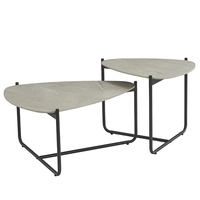Ensemble de tables basses en pierre frittée, design blanc et noir, style moderne et luxueux, pour salon, coin salon, thé et café