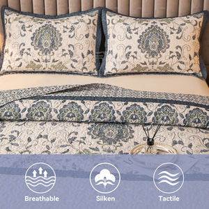 Set trapunta Queen multifunzione, copriletto per tutte le stagioni stampato in stile bohémien a 3 pezzi - Product Image 2