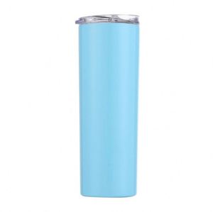 Gobelet droit et fin de 20 oz en acier inoxydable blanc vierge pour sublimation avec couvercle et paille - Product Image 5