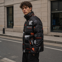 Veste d'hiver personnalisée avec logo, imprimé tendance Y2K, surdimensionnée, en duvet, vente en gros, vêtements streetwear pour hommes, hip hop, gothique, veste matelassée chaude