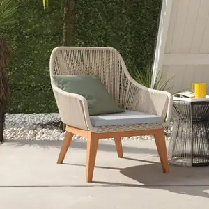 Chaises de jardin en bois tissé avec coussin, coussins empilables, confortables, livraison gratuite