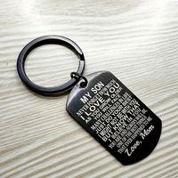 Vente en gros de porte-clés personnalisés en acier inoxydable noir, forme rectangulaire, pour chiens, cadeaux pour la famille