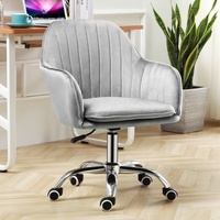 Chaise de bureau ergonomique rose rembourrée réglable en hauteur, chaise de bureau pivotante personnalisée en velours avec accoudoirs